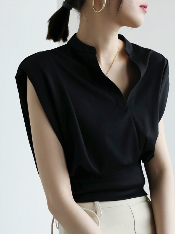 keyneck power shoulder cropped shirt_BDHL4582