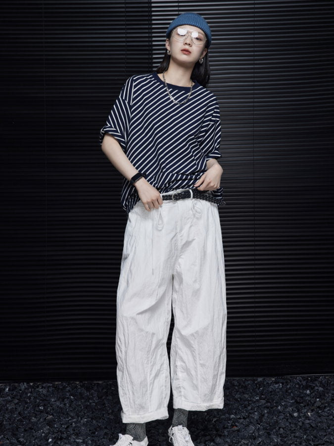 Diagonal Stripe Oversized T-Shirt_BDHL4655