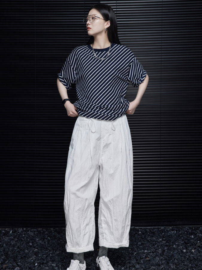 Diagonal Stripe Oversized T-Shirt_BDHL4655