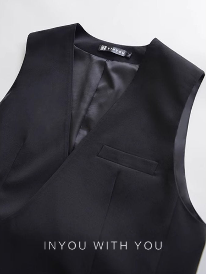 V-Neck Buttonless Vest_BDHL4903