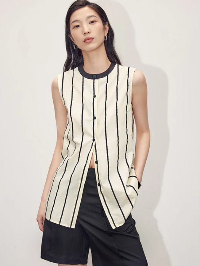 Striped sleeveless shirt_BDHL4726