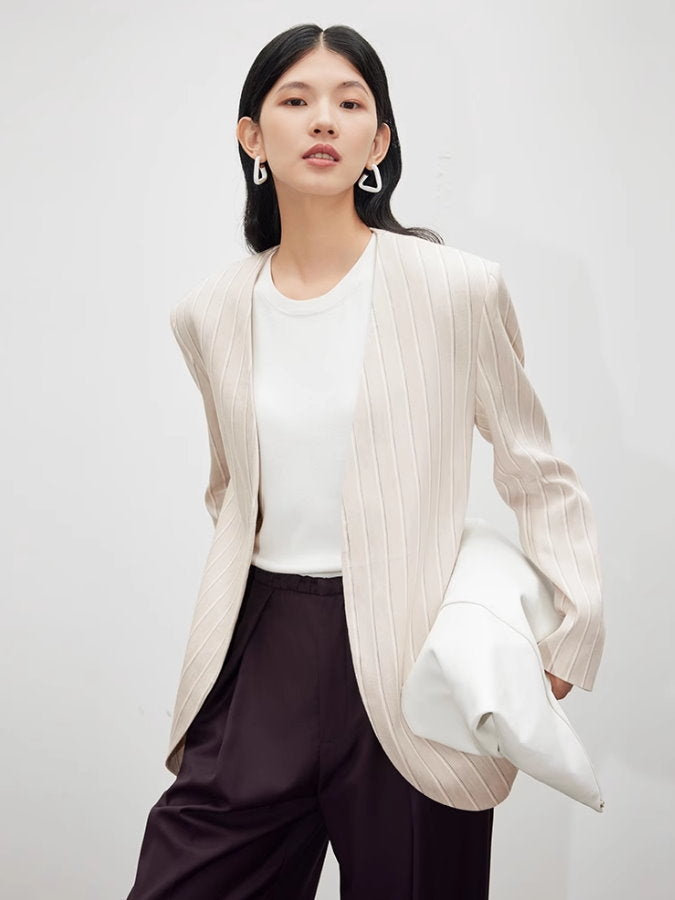 Striped No Collar Jacket_BDHL4914