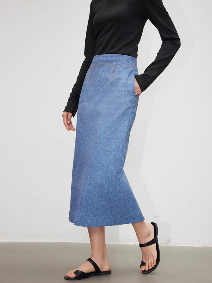 Back Slit Denim Tight Skirt_BDHL4913