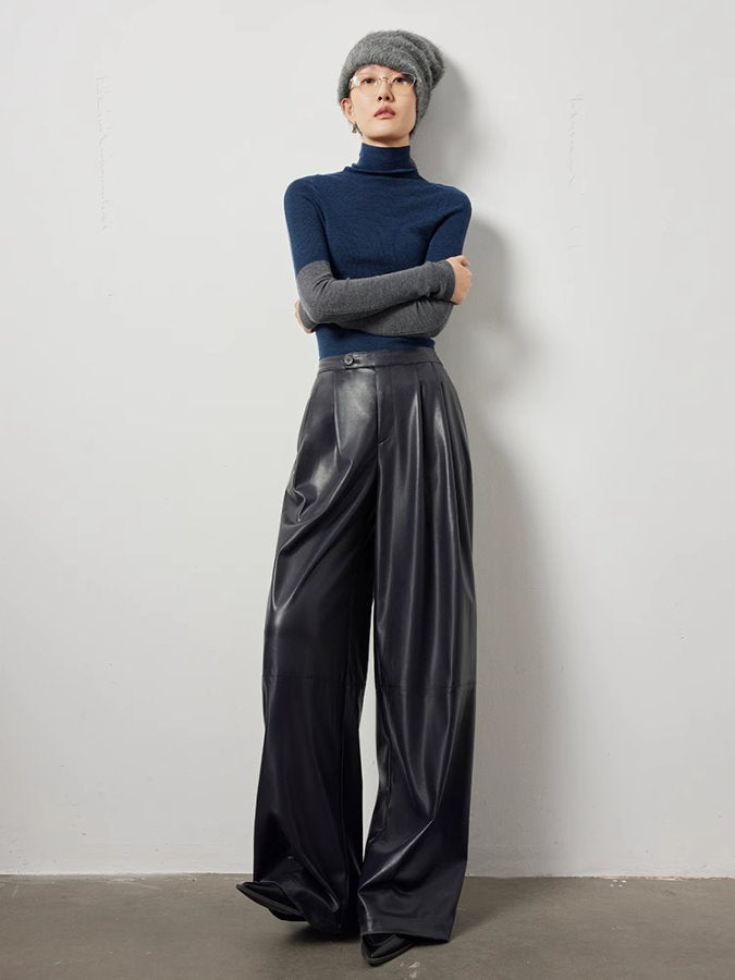 Eco-leather wide-leg pants_BDHL5109