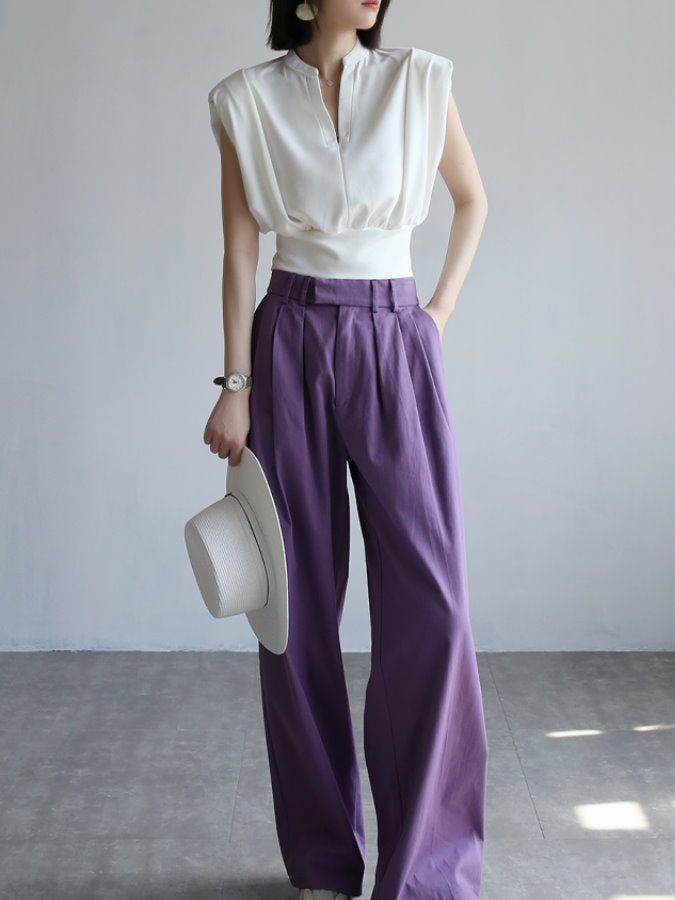 keyneck power shoulder cropped shirt_BDHL4582