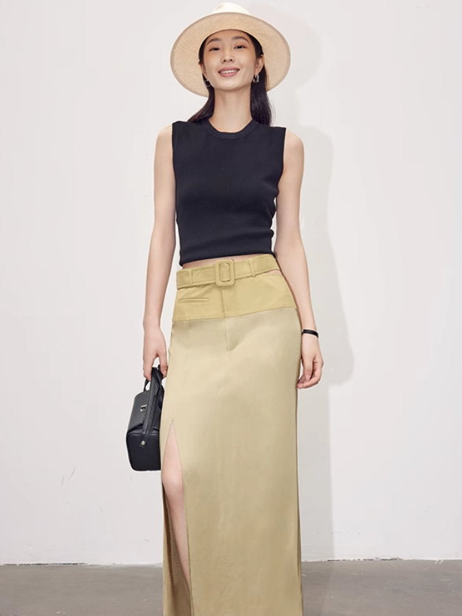 Waist Side Slit Tight Skirt_BDHL4799