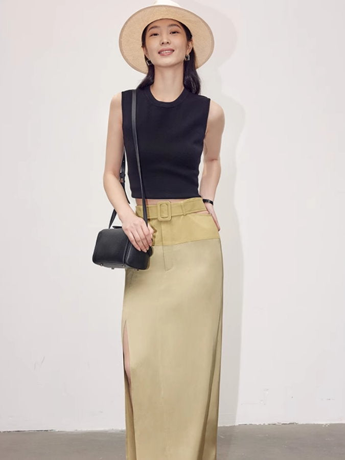 Waist Side Slit Tight Skirt_BDHL4799