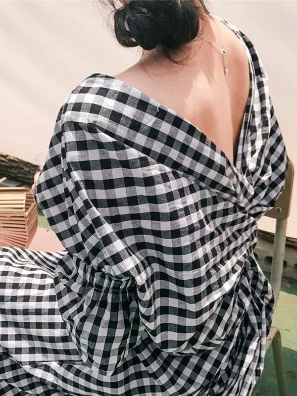 扭背Champ格紋洋裝_HL3707