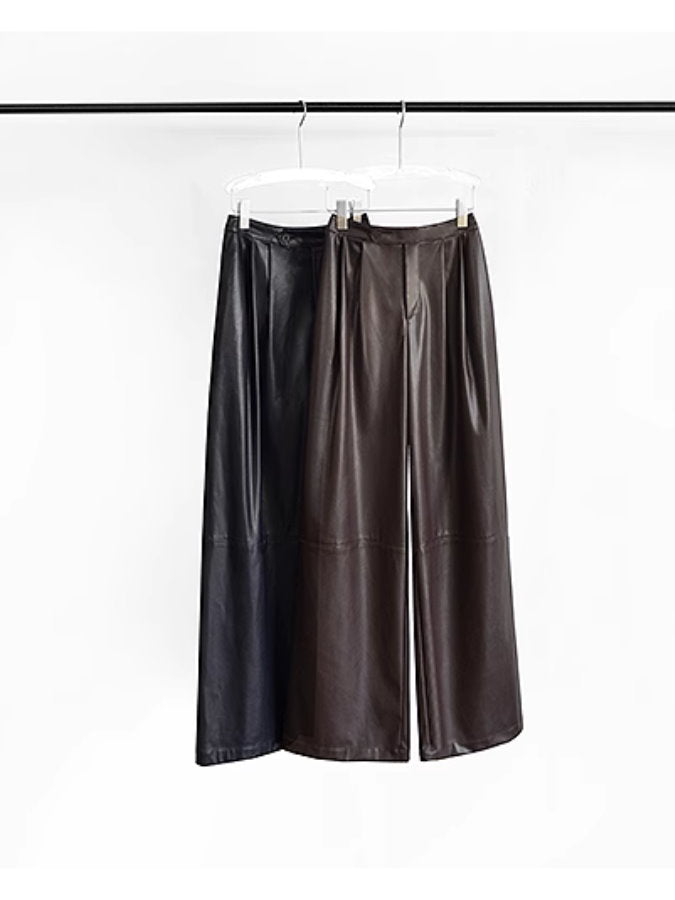 Eco-leather wide-leg pants_BDHL5109