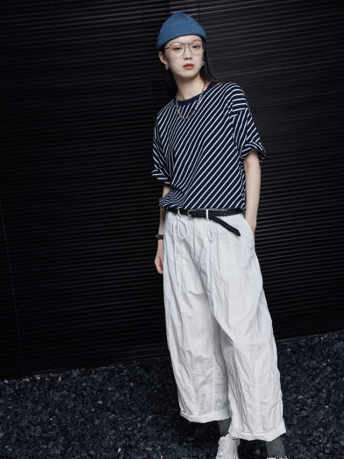 Diagonal Stripe Oversized T-Shirt_BDHL4655