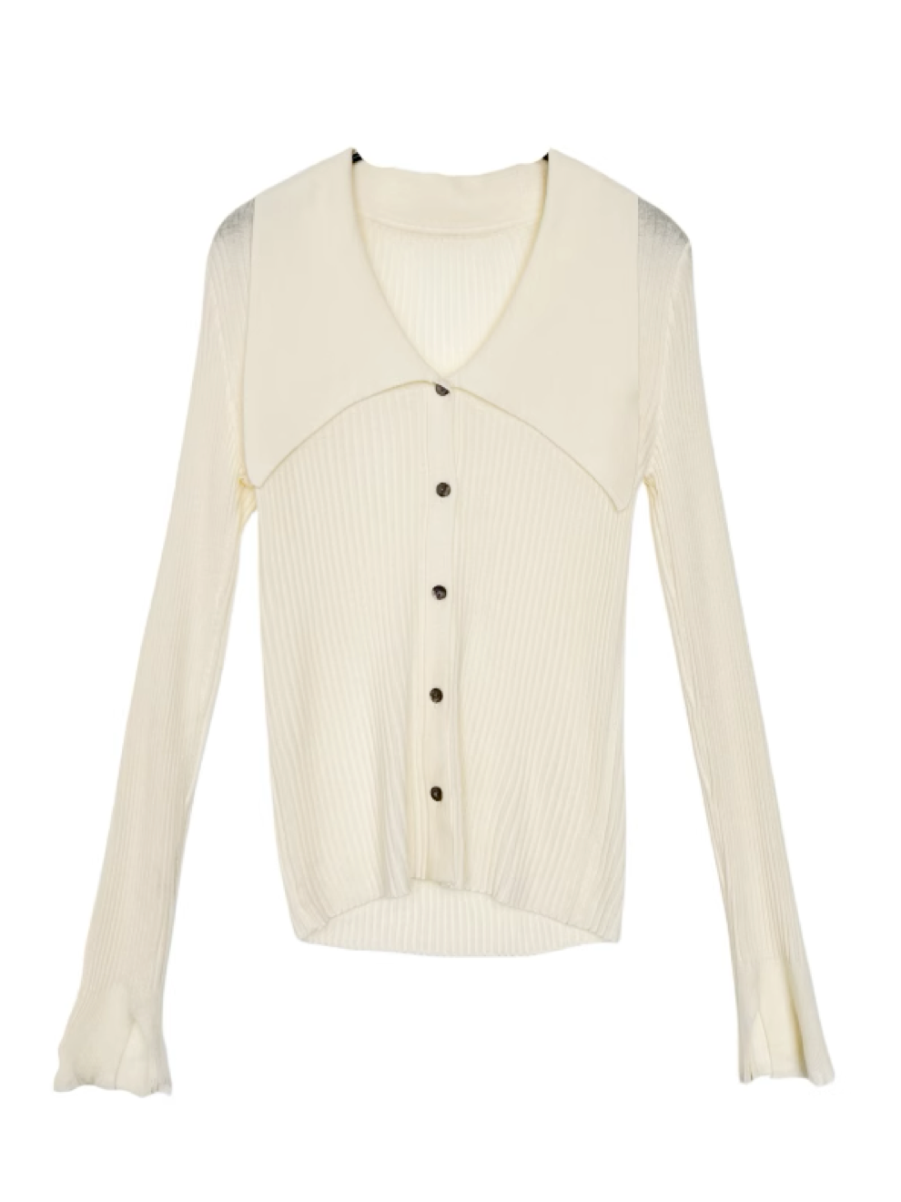 Design Collar Wool blend Rib Cardigan_BDHL4952