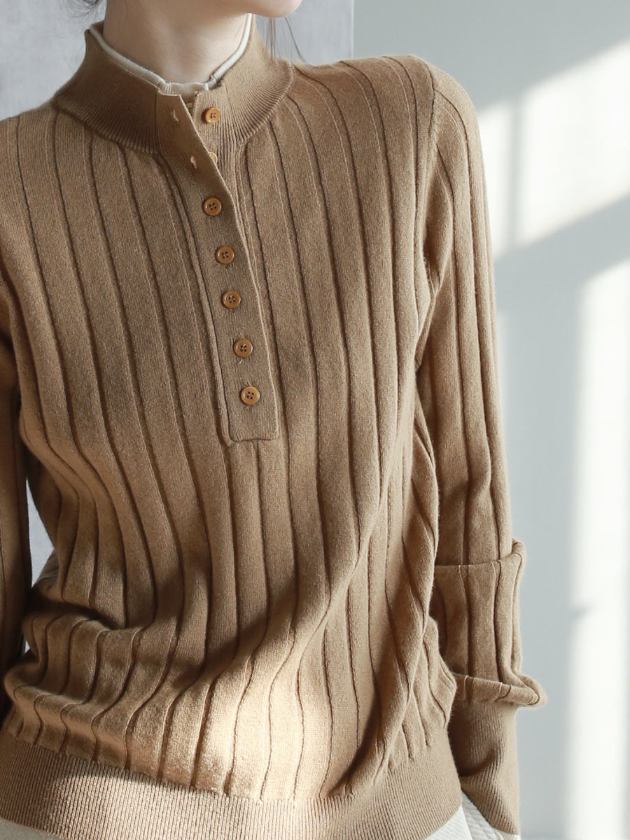 Half turtleneck splice base wool sweater_BDHL5623