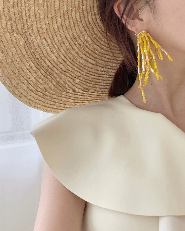 不對稱荷葉邊單肩泳衣_HL3249