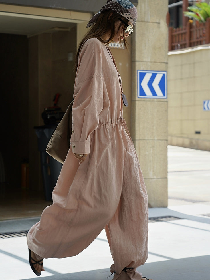 Waist Drawstring Jumpsuit_BDHL7533