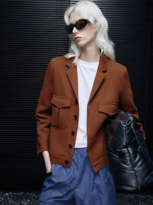 棕色翻領西裝外套_BDHL7794