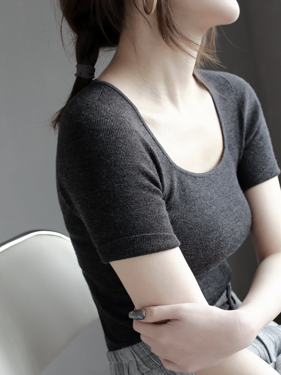 修身短袖針織上衣_BDHL7266