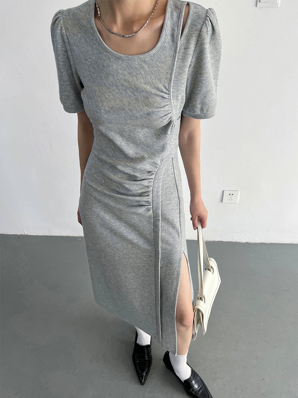 Slit Sleeveless Knit Dress_BDHL7569
