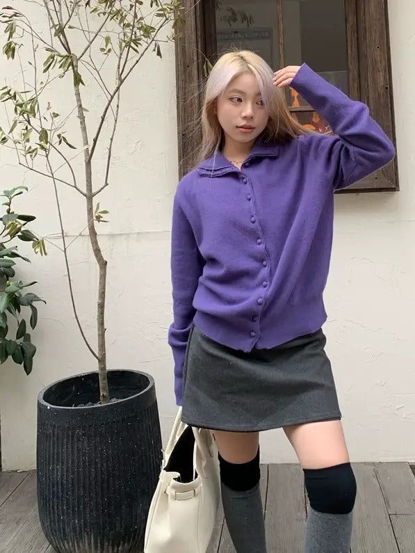 高領厚針織開襟衫_BDHL6825