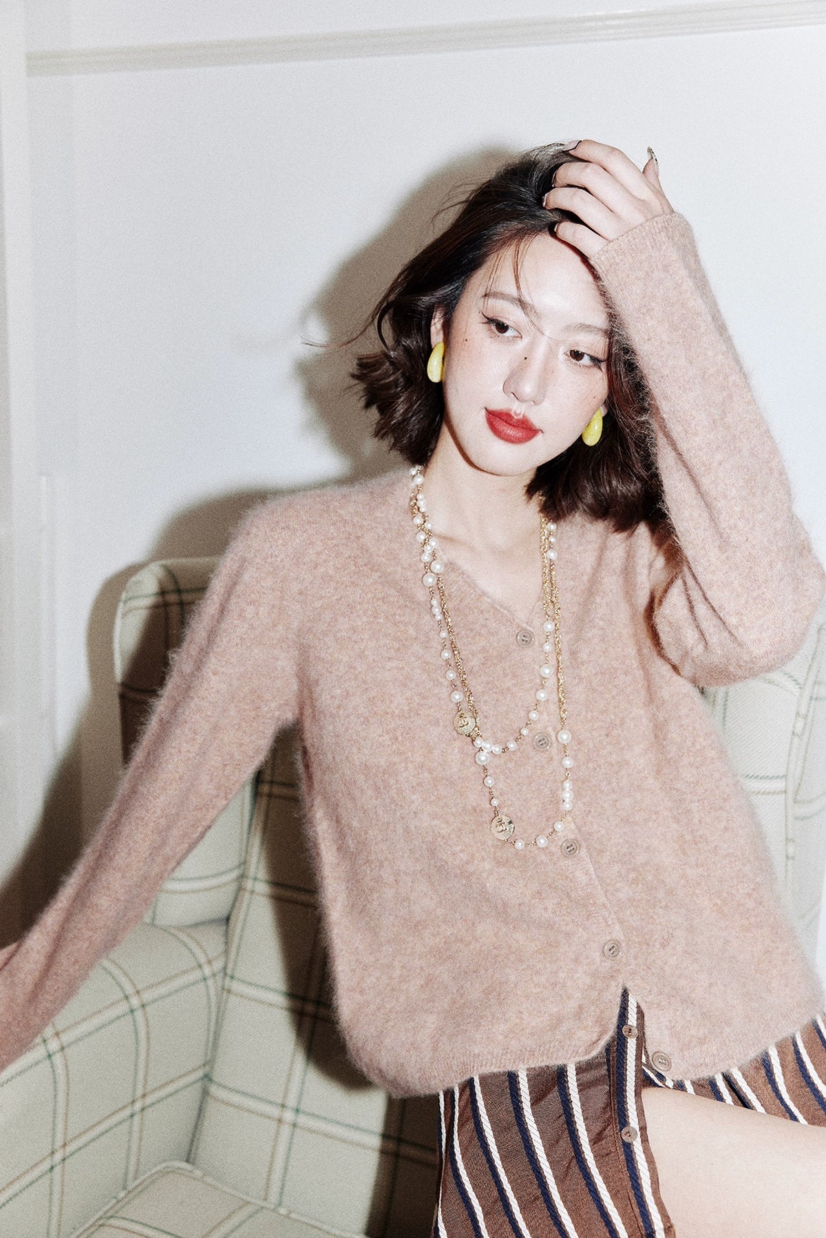 Brushed Knit V-Neck Top Or Round Neck Top Or Cardigan_BDHL7759