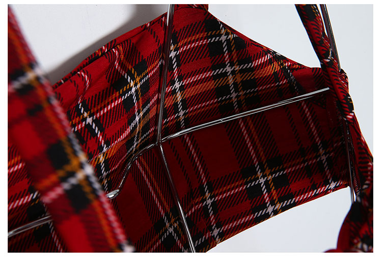 開叉高腰格紋比基尼_HL3232