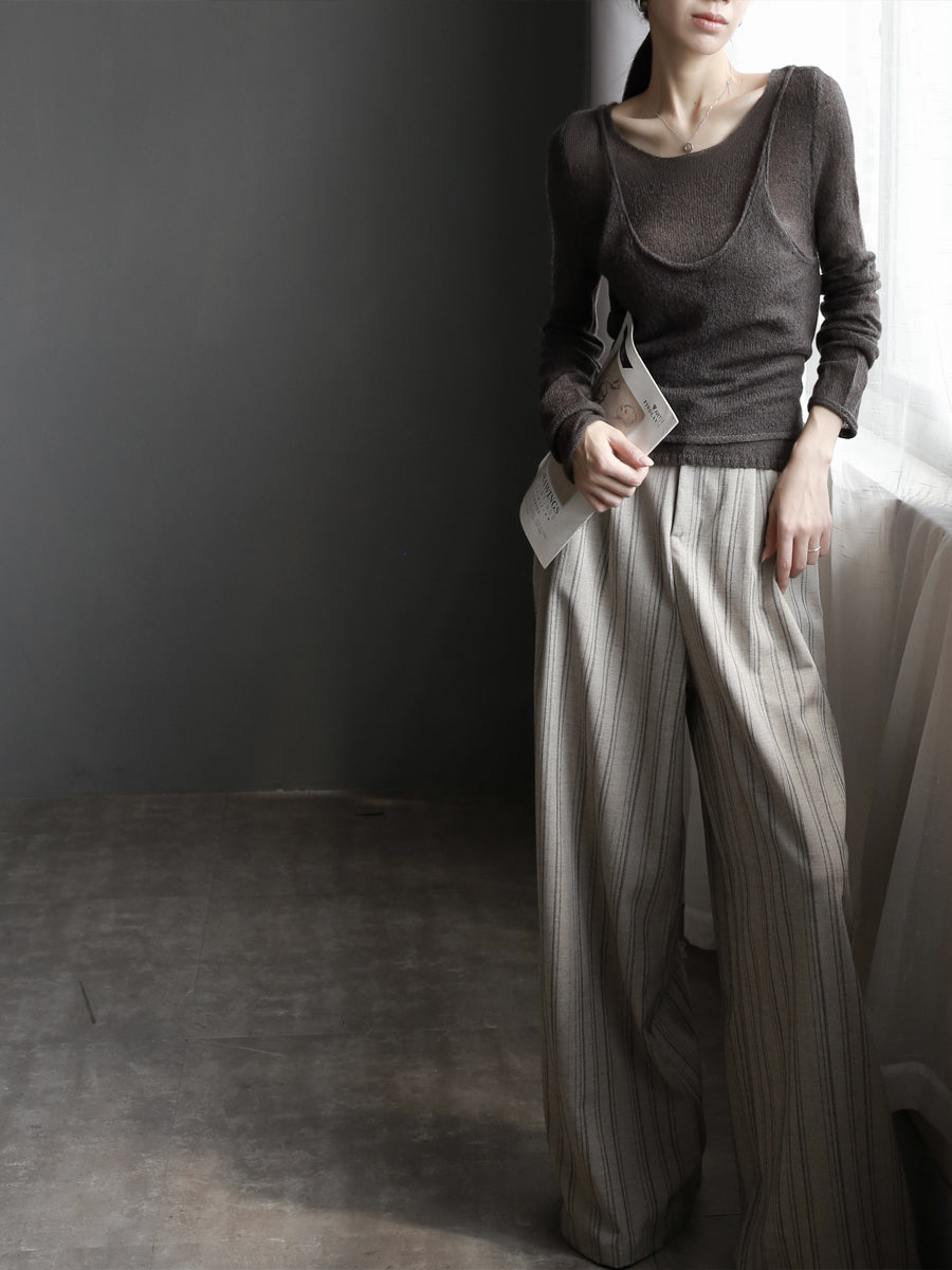 Two-Piece Style Sheer Slim-Fit Tops_BDHL7768