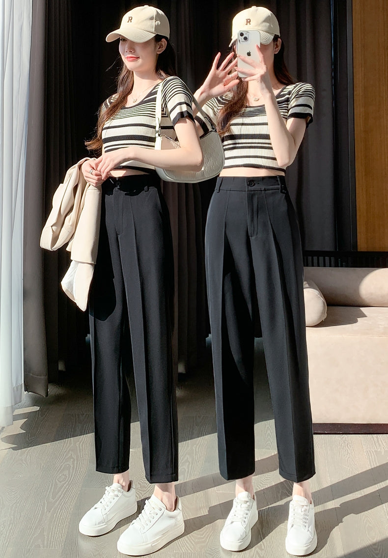 Elasticated Black Suit Pants_BDHL7212