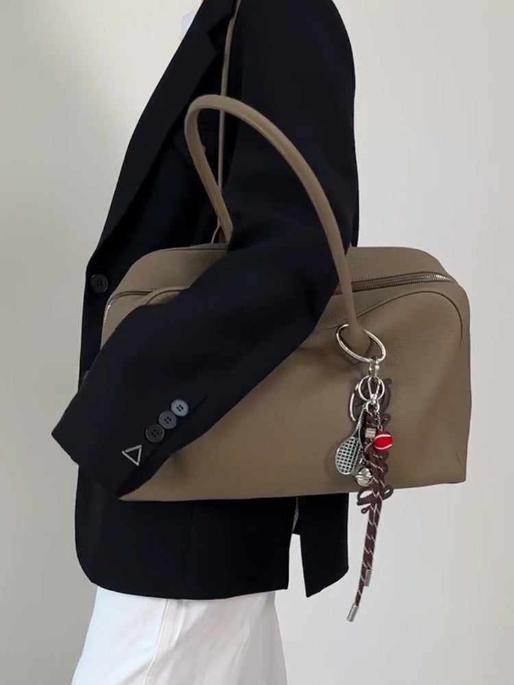 Gray Shoulder Boston Bag_BDHL7807
