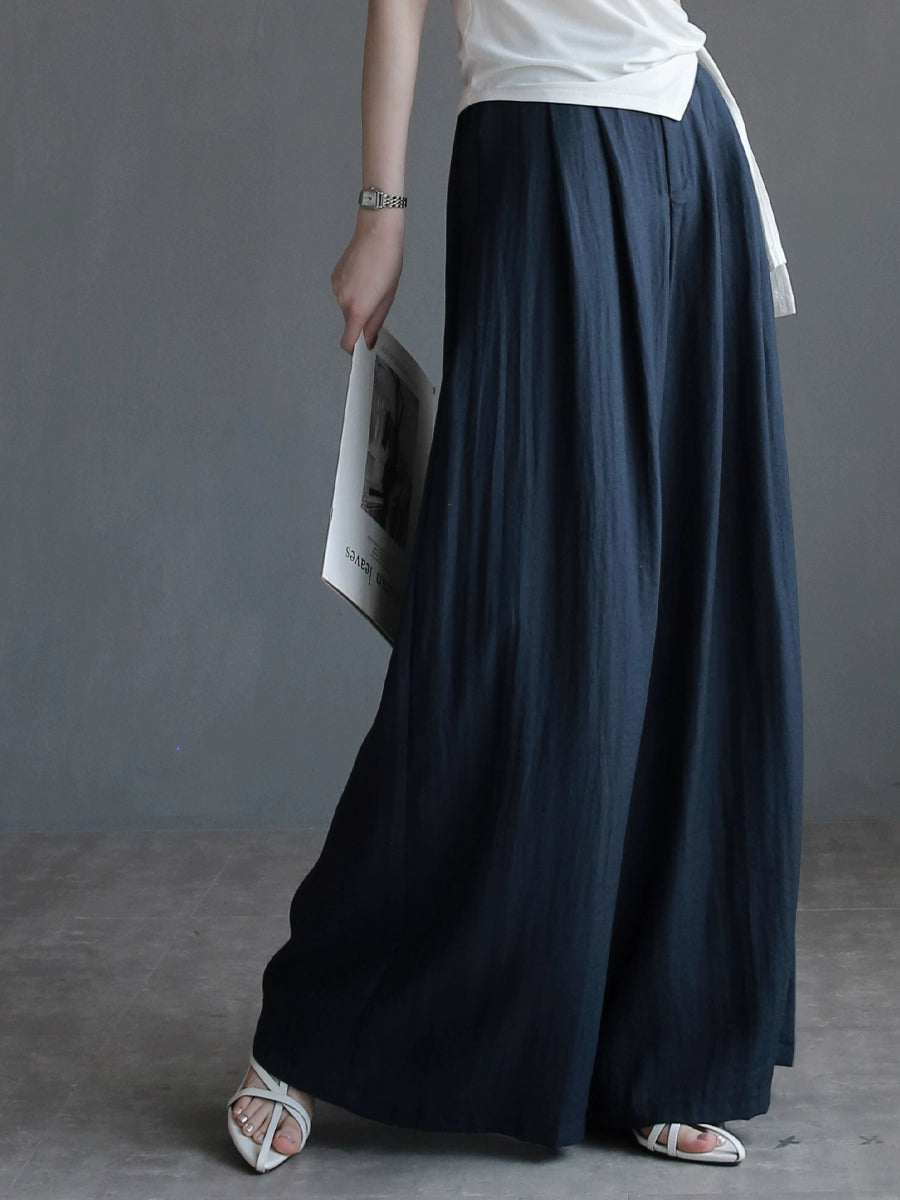 Loose Fit High-Waist Linen Blend Slacks_BDHL7311