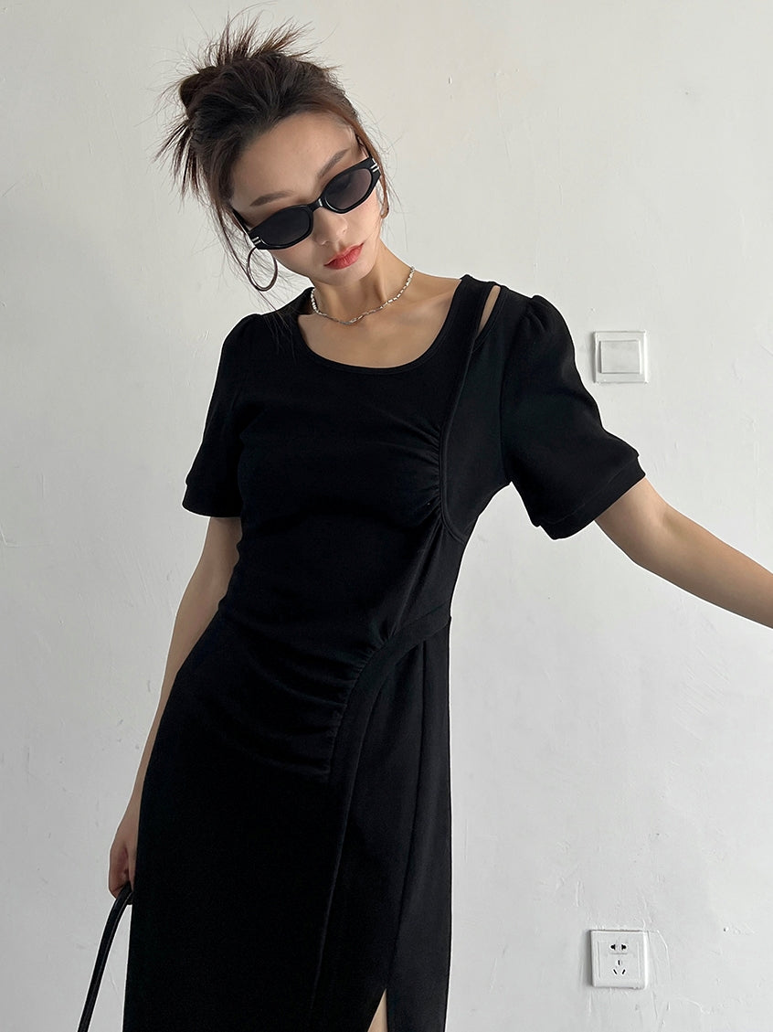 Slit Sleeveless Knit Dress_BDHL7569