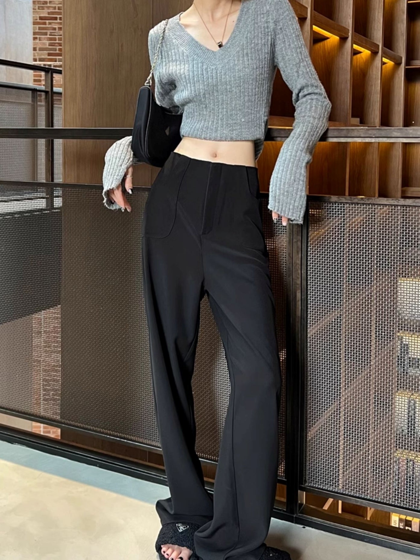 高腰垂墜寬褲_BDHL7124