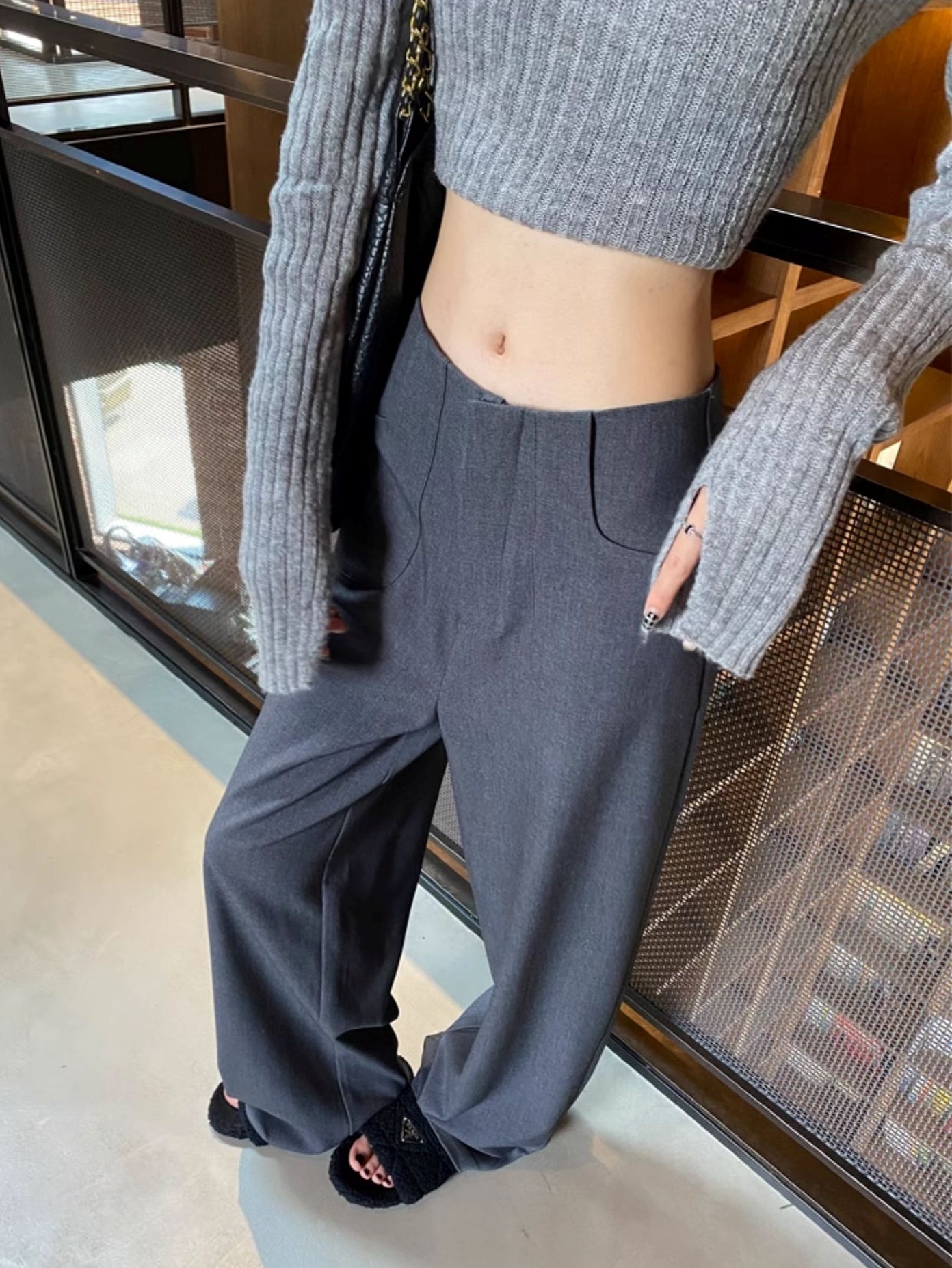 高腰垂墜寬褲_BDHL7124