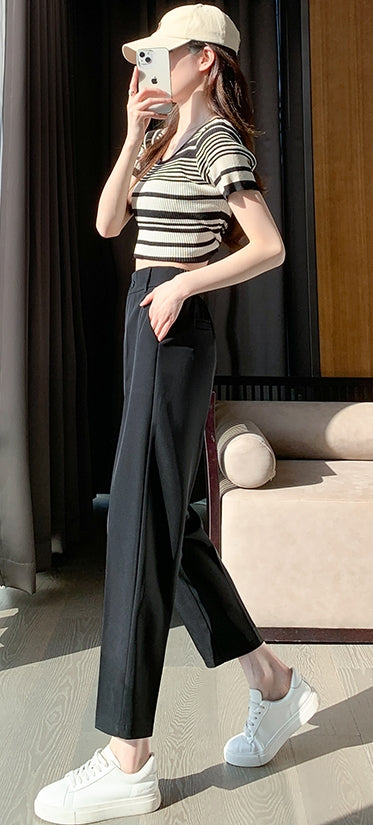 Elasticated Black Suit Pants_BDHL7212
