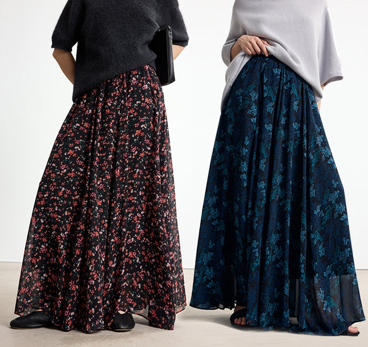 Print Design Loose-Fit Maxi Skirt_BDHL7750