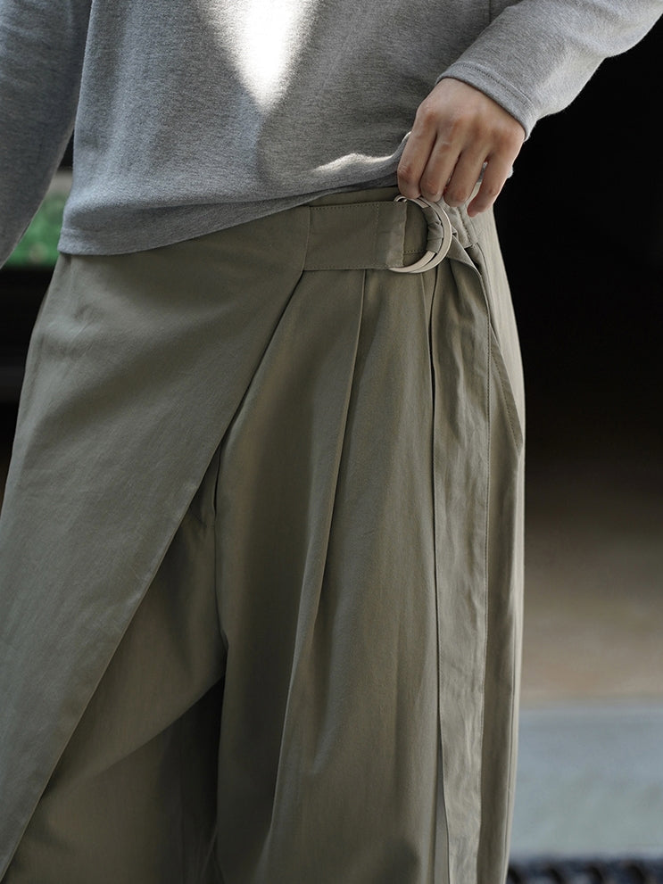 Diagonal-Belt Wide-Leg Pants_BDHL7769