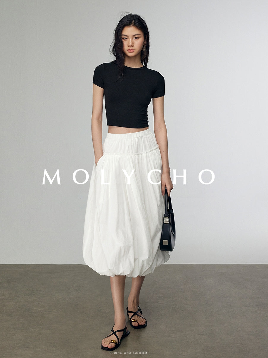 Pleated Bud Long Skirt_BDHL7206
