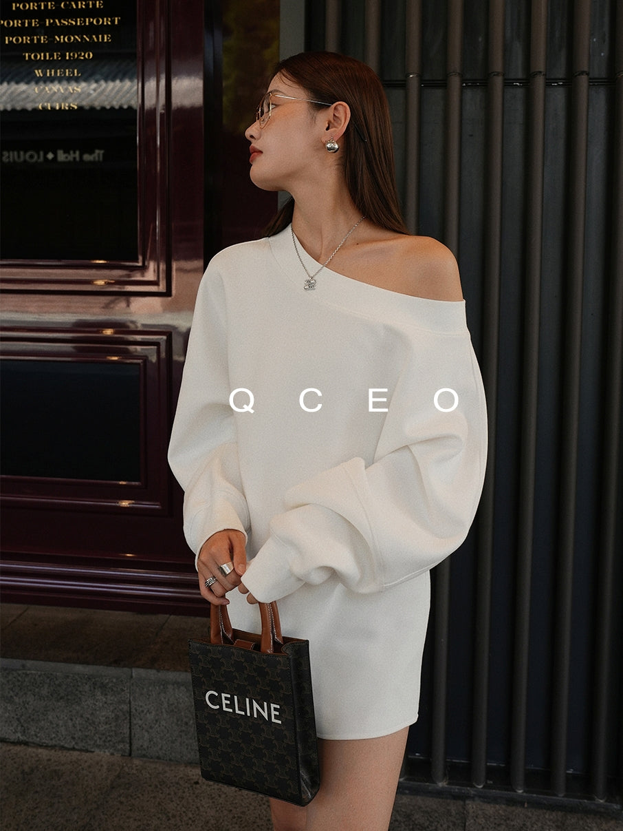 Loose One-Shoulder Sweatshirt_BDHL7743