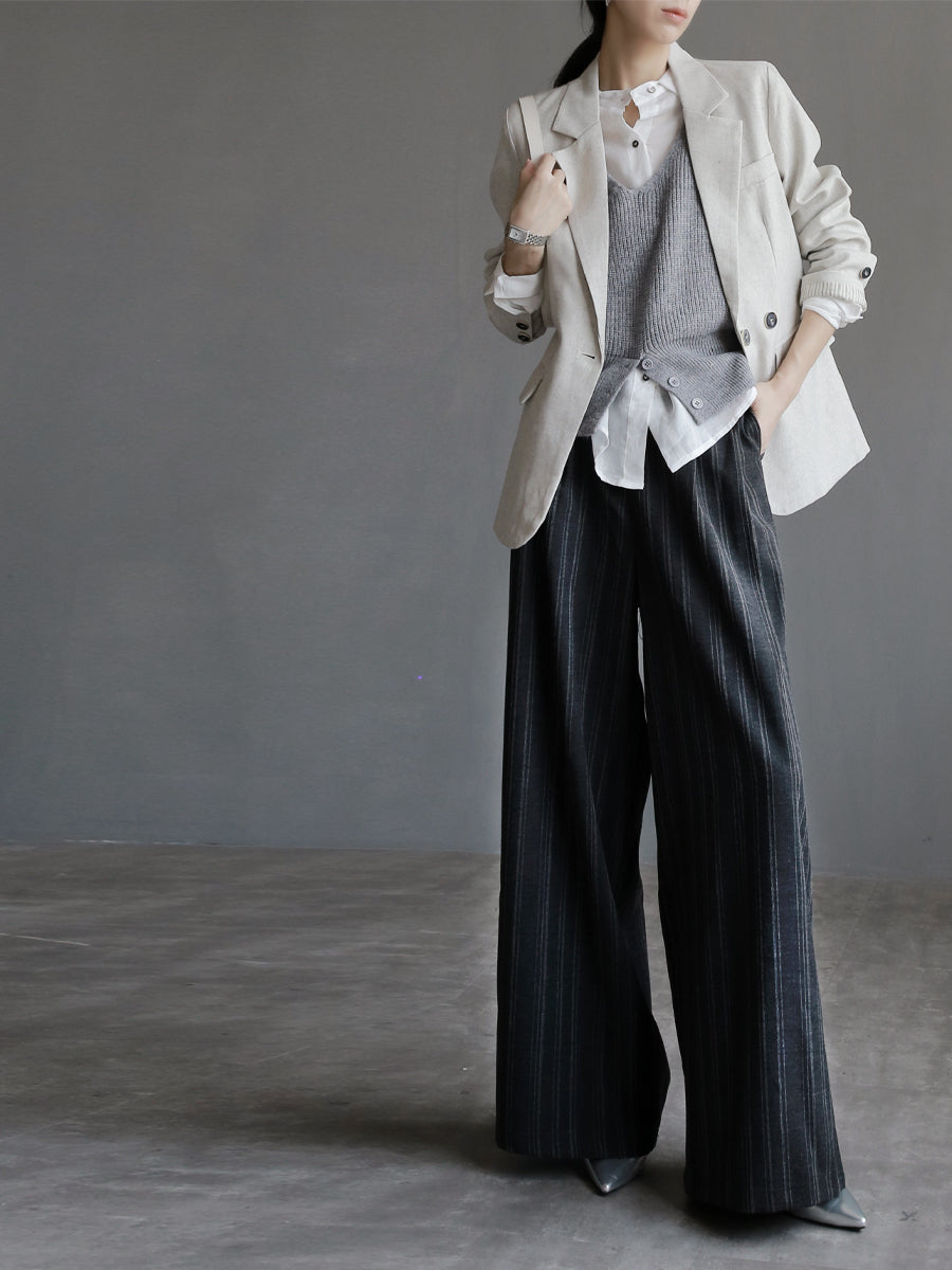條紋垂墜西裝寬褲_BDHL7767