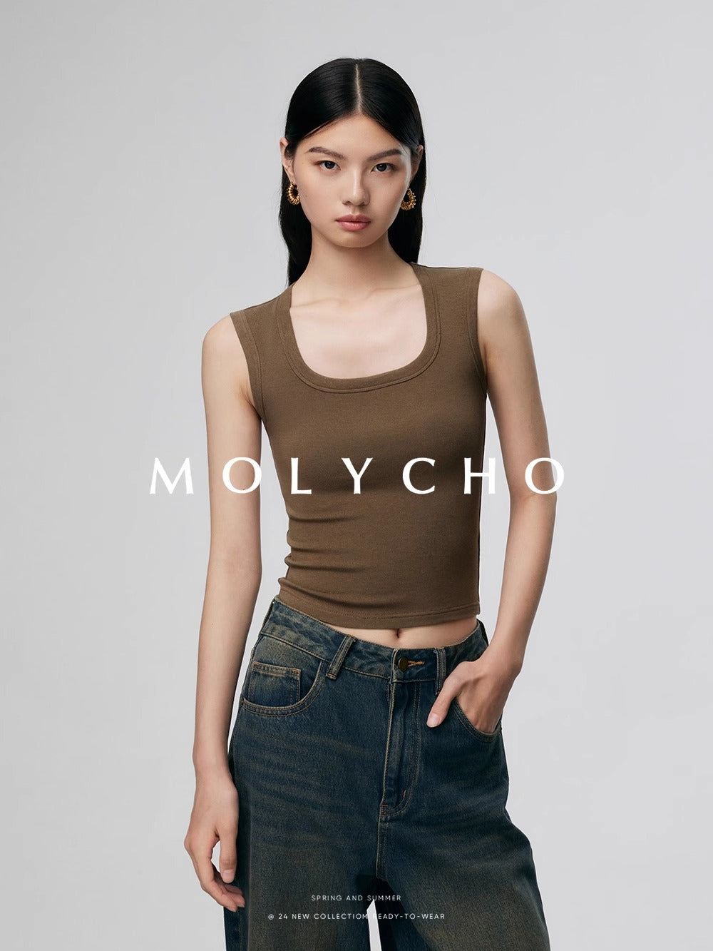 Wide Strap Sleeveless Tops_BDHL7412