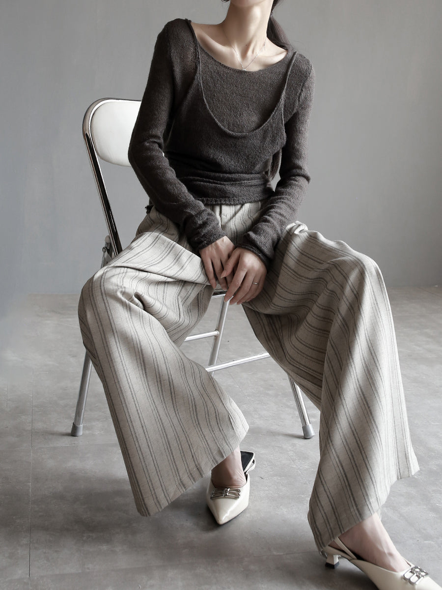 條紋垂墜西裝寬褲_BDHL7767