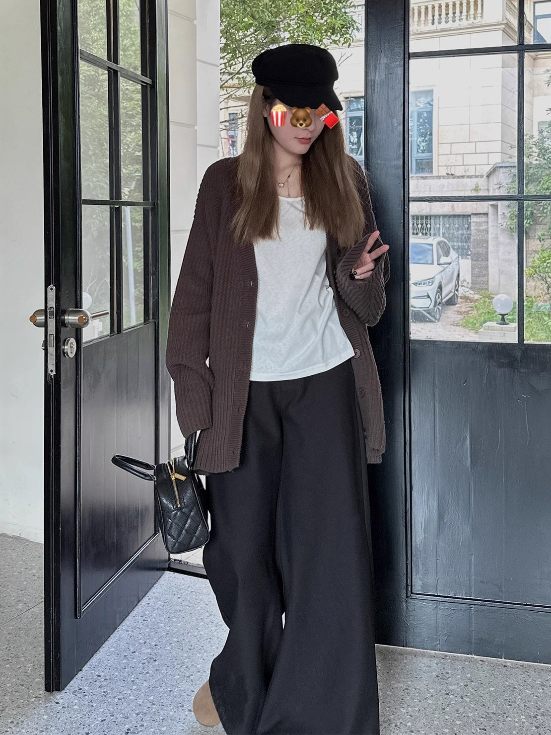 Black Casual Mop Pants_BDHL7137