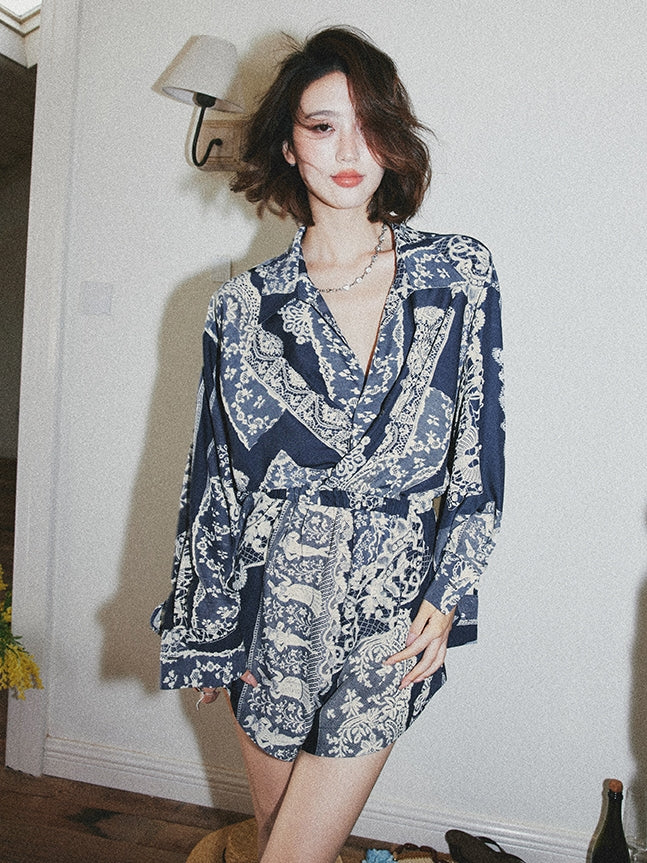 chinese dress ladies Loose-Fitting Shirt Jumpsuit Shorts_BDHL7538 – HELROUS