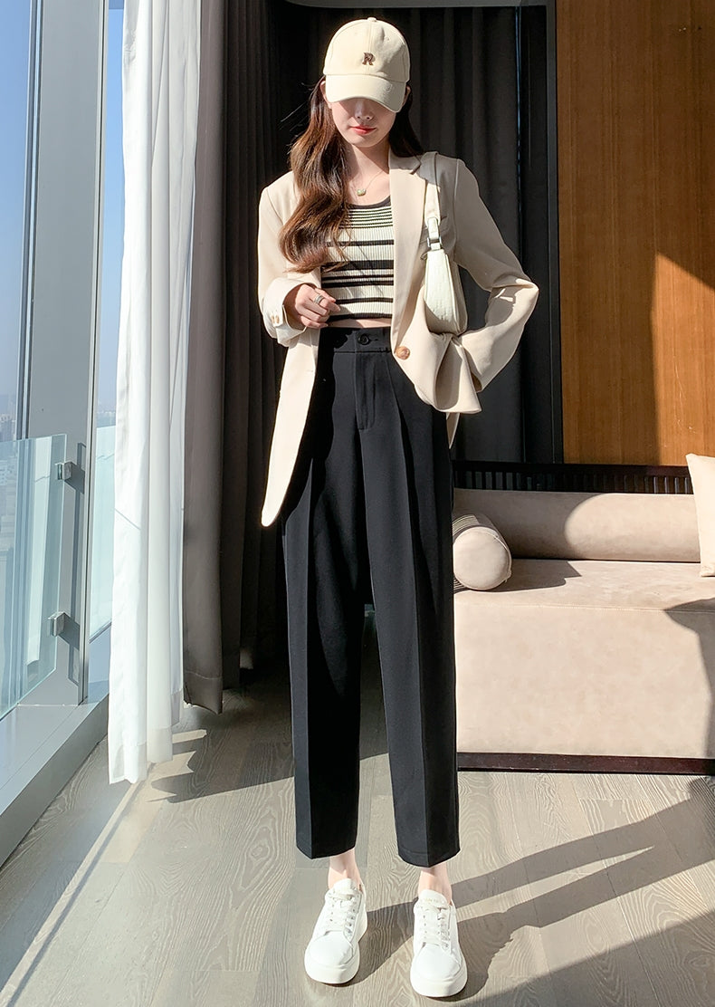 Elasticated Black Suit Pants_BDHL7212