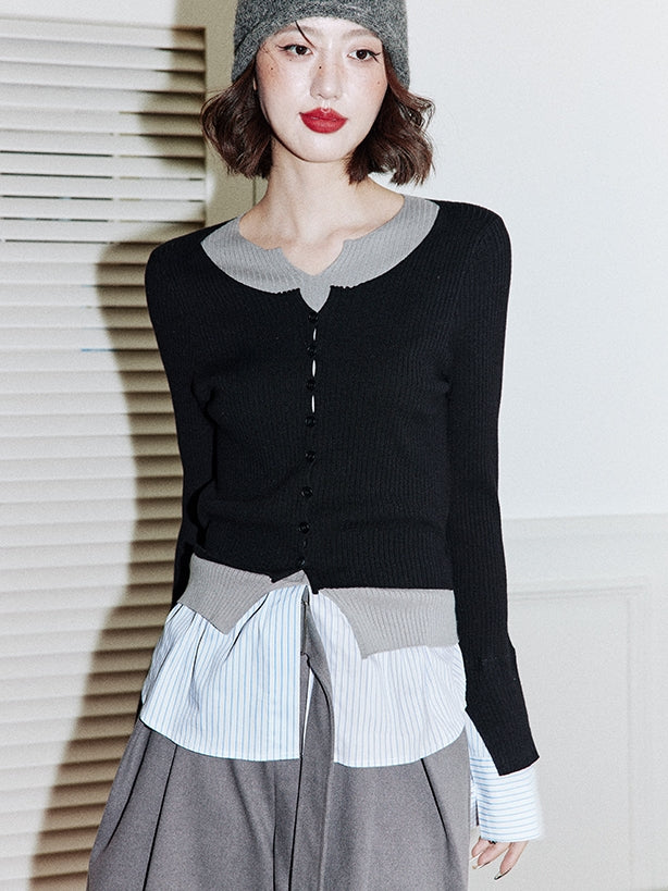 Contrast Color Faux Sleeveless Tops_BDHL7757