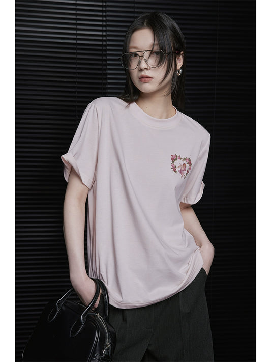 Light Pink Short-Sleeved T-Shirt_BDHL5857