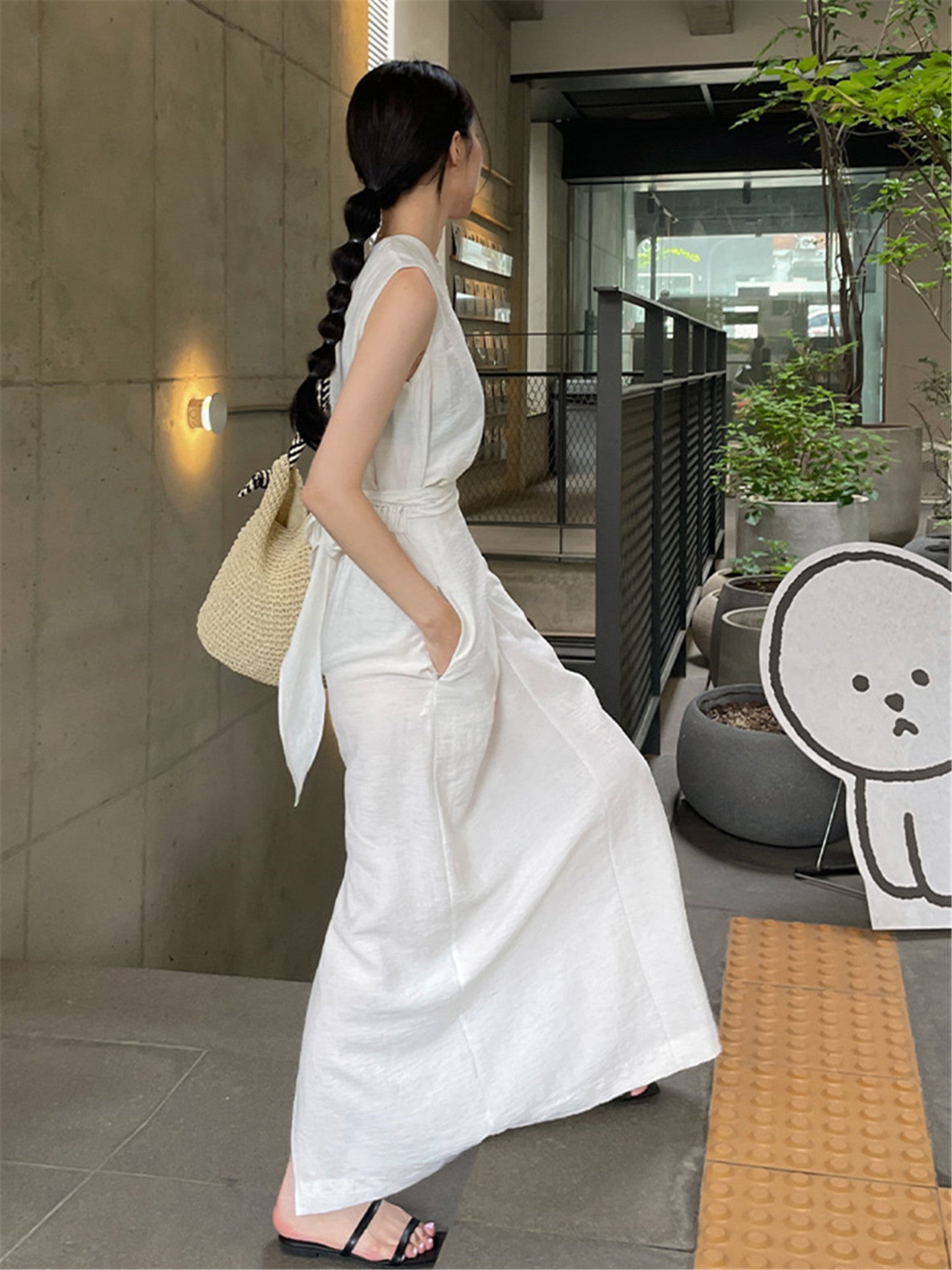 交叉肩帶無袖連身裙_BDHL7560
