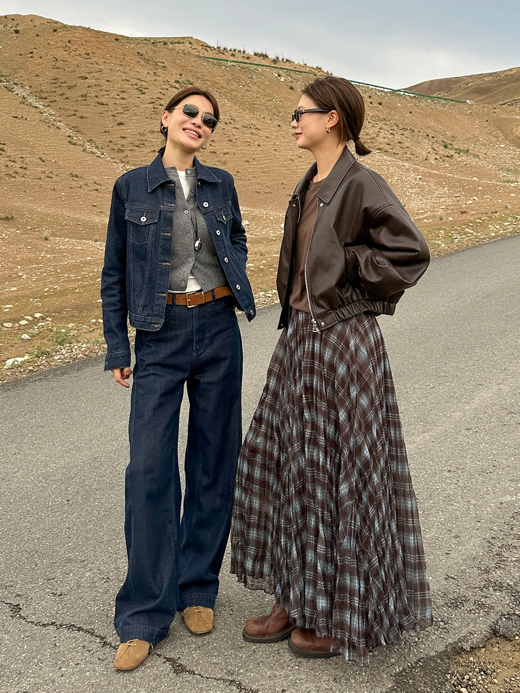 不規則格紋A字裙_BDHL7662