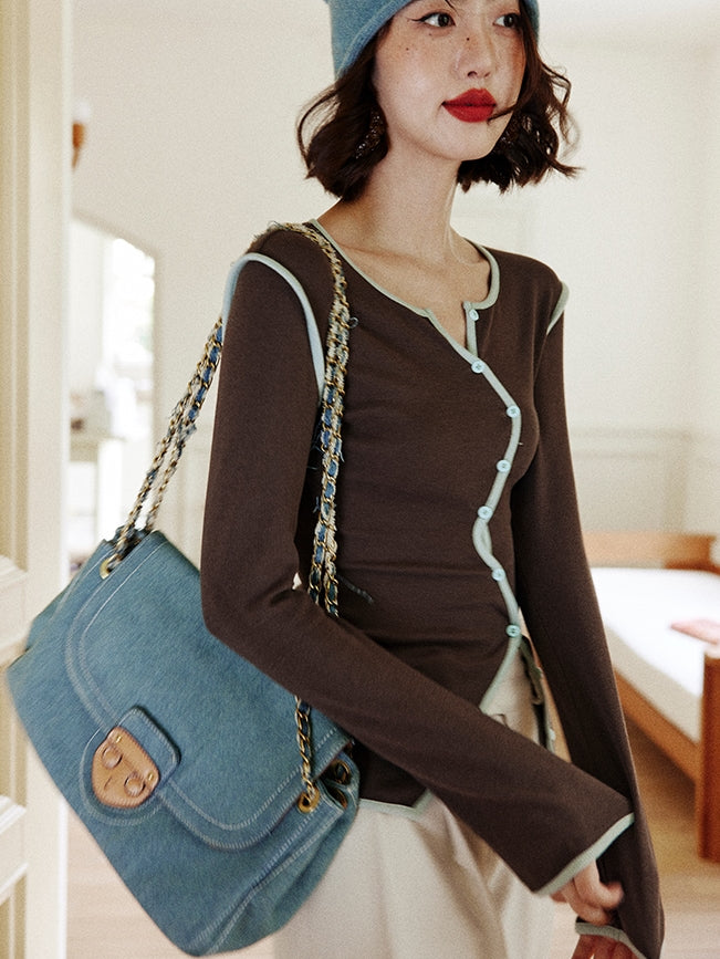 撞色S型開襟衫_BDHL7755