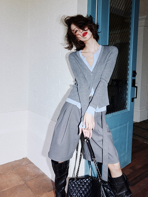 經典灰色及膝褲_BDHL7760