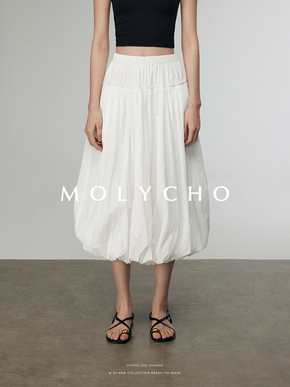 Pleated Bud Long Skirt_BDHL7206