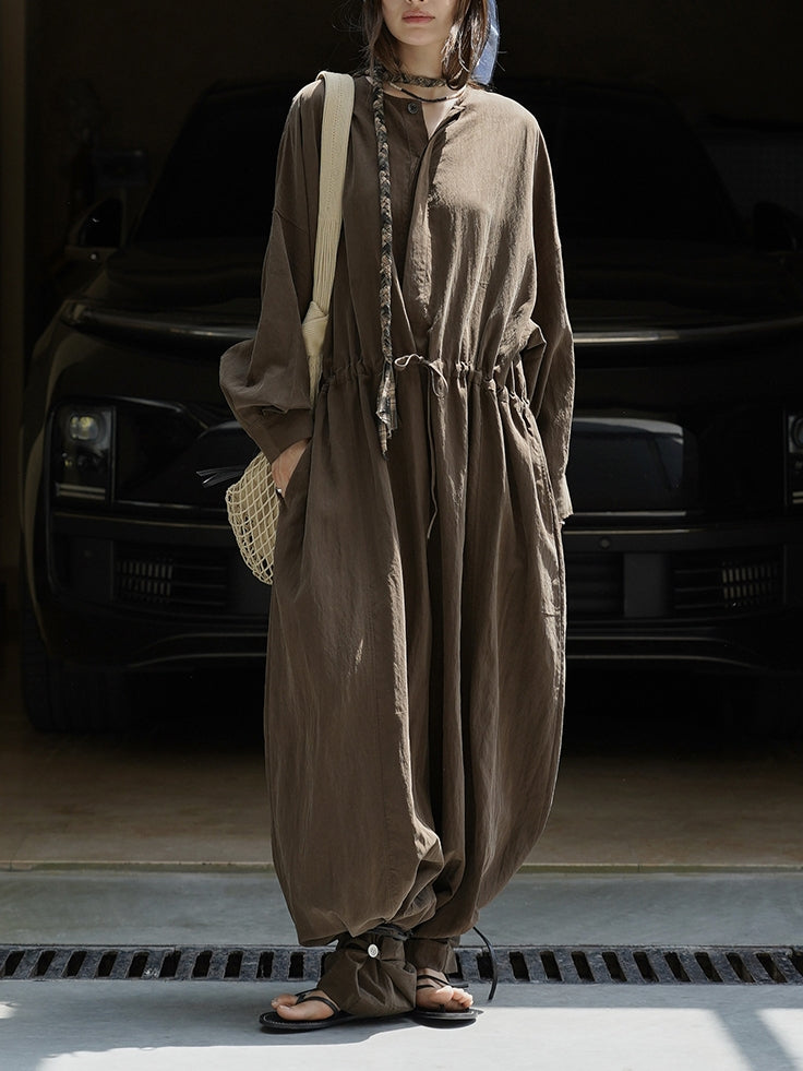 Waist Drawstring Jumpsuit_BDHL7533